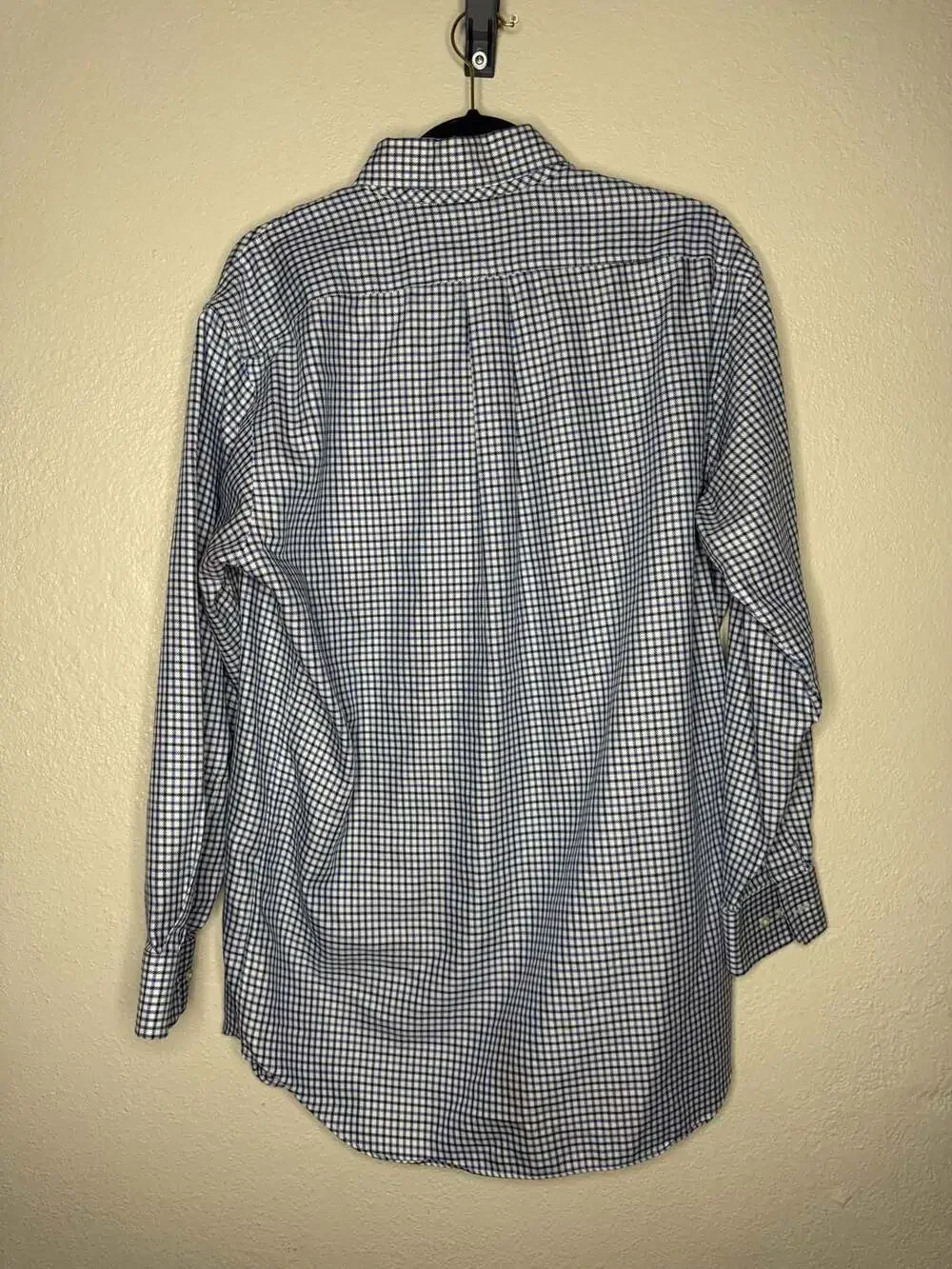 Paul Fredrick Blue and White Plaid Check Long Sleeve Button Down Shirt 15.5-32
